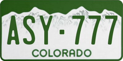 CO license plate ASY777