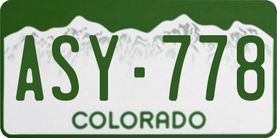 CO license plate ASY778