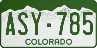 CO license plate ASY785