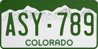 CO license plate ASY789