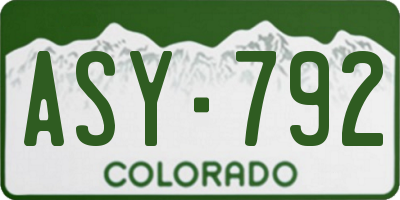 CO license plate ASY792