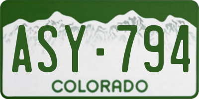 CO license plate ASY794