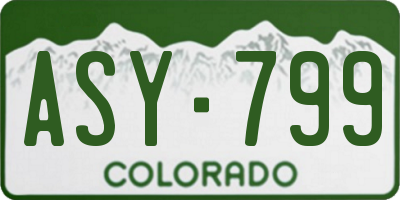 CO license plate ASY799