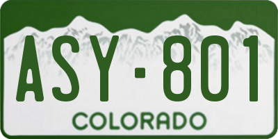 CO license plate ASY801