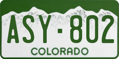 CO license plate ASY802