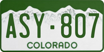 CO license plate ASY807
