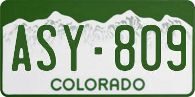 CO license plate ASY809