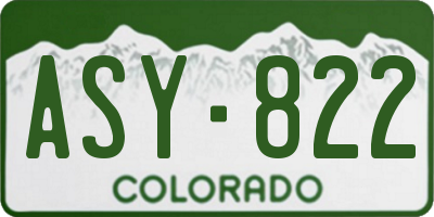 CO license plate ASY822