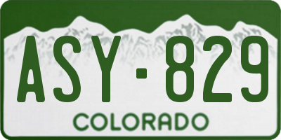 CO license plate ASY829
