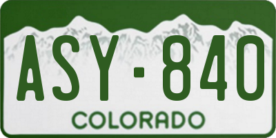 CO license plate ASY840