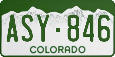 CO license plate ASY846