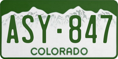 CO license plate ASY847
