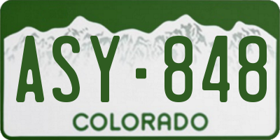 CO license plate ASY848