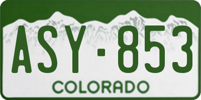 CO license plate ASY853
