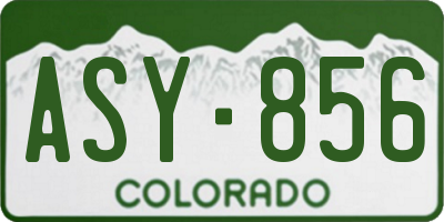 CO license plate ASY856
