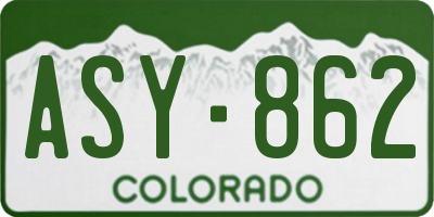 CO license plate ASY862