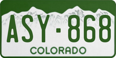 CO license plate ASY868