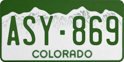 CO license plate ASY869