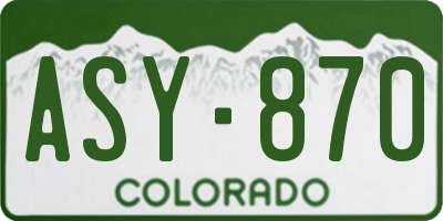 CO license plate ASY870