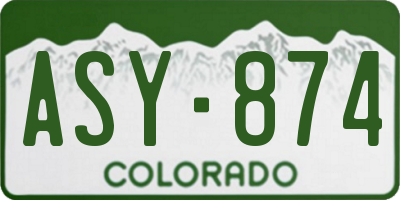 CO license plate ASY874
