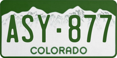 CO license plate ASY877