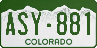 CO license plate ASY881