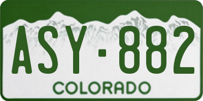 CO license plate ASY882