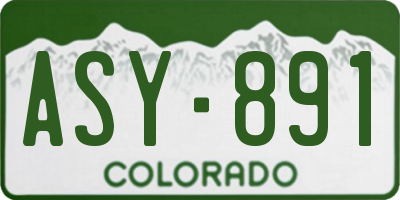 CO license plate ASY891