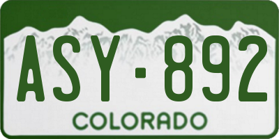 CO license plate ASY892