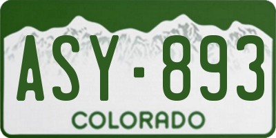 CO license plate ASY893