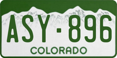 CO license plate ASY896