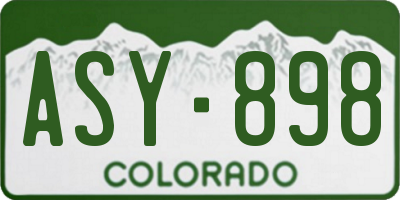 CO license plate ASY898