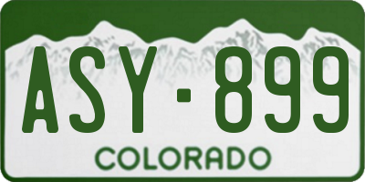 CO license plate ASY899