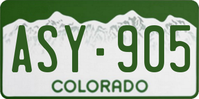 CO license plate ASY905