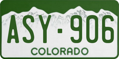 CO license plate ASY906