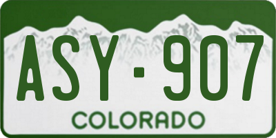 CO license plate ASY907