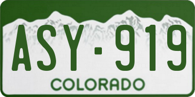 CO license plate ASY919