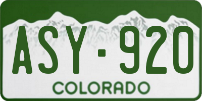 CO license plate ASY920