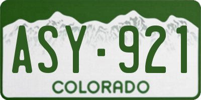 CO license plate ASY921