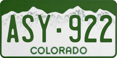 CO license plate ASY922