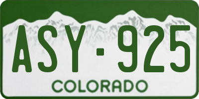 CO license plate ASY925