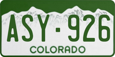 CO license plate ASY926