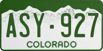 CO license plate ASY927