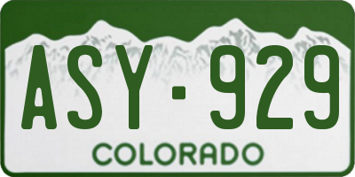 CO license plate ASY929