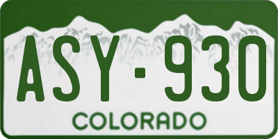 CO license plate ASY930