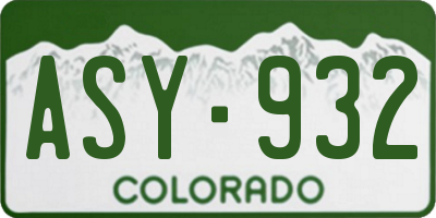 CO license plate ASY932