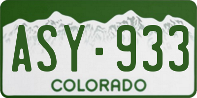 CO license plate ASY933