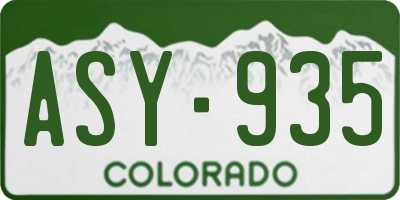 CO license plate ASY935