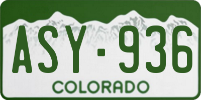 CO license plate ASY936