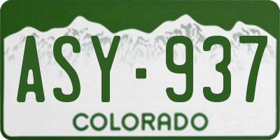 CO license plate ASY937